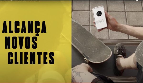alt ="paperkite motion graphics cover video featuring a person holding a phone with the paperkite.pt logo next to a skateboard"